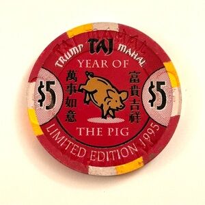 Trump Taj Mahal Atlantic City $5 Year of the Pig Limited Edition Casino Chip